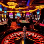 Exciting casino scene showcasing https://uu88.co.uk/ with players at poker tables and colorful slot machines.