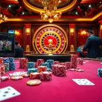 Players enjoying a thrilling poker game at QQ88 with colorful chips and cards on the table.