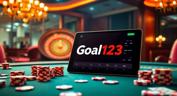 Experience high-stakes gaming with Goal123's professional poker setup featuring vibrant cards and chips.