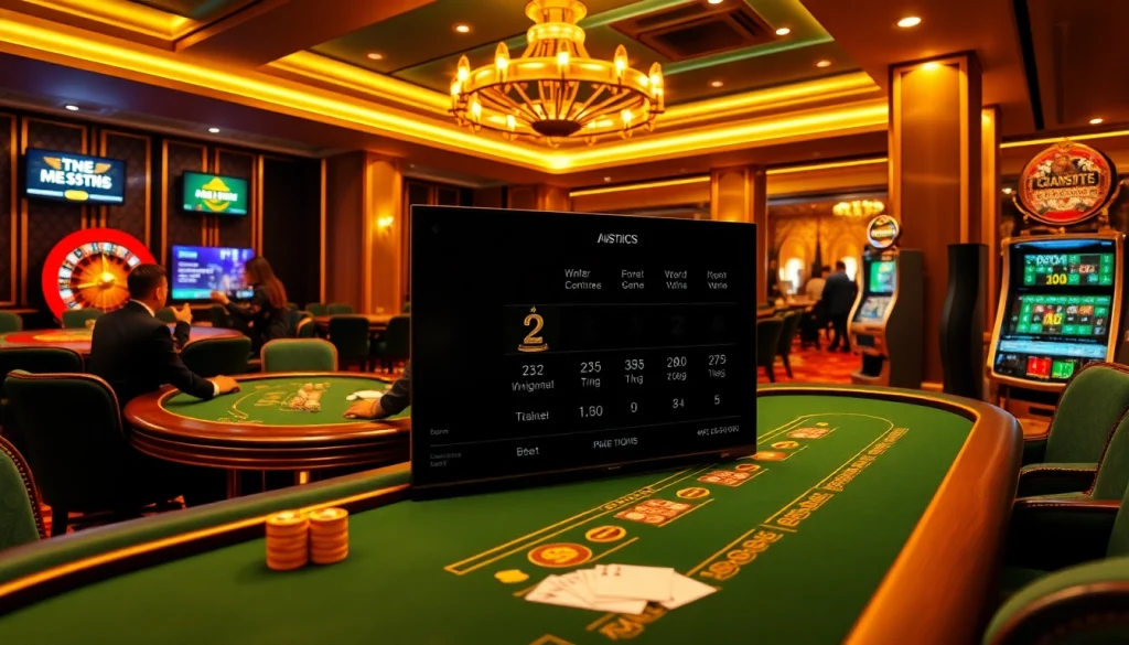 Kèo nhà cái 5 highlighted in a luxurious casino scene with blackjack, roulette, and active betting.