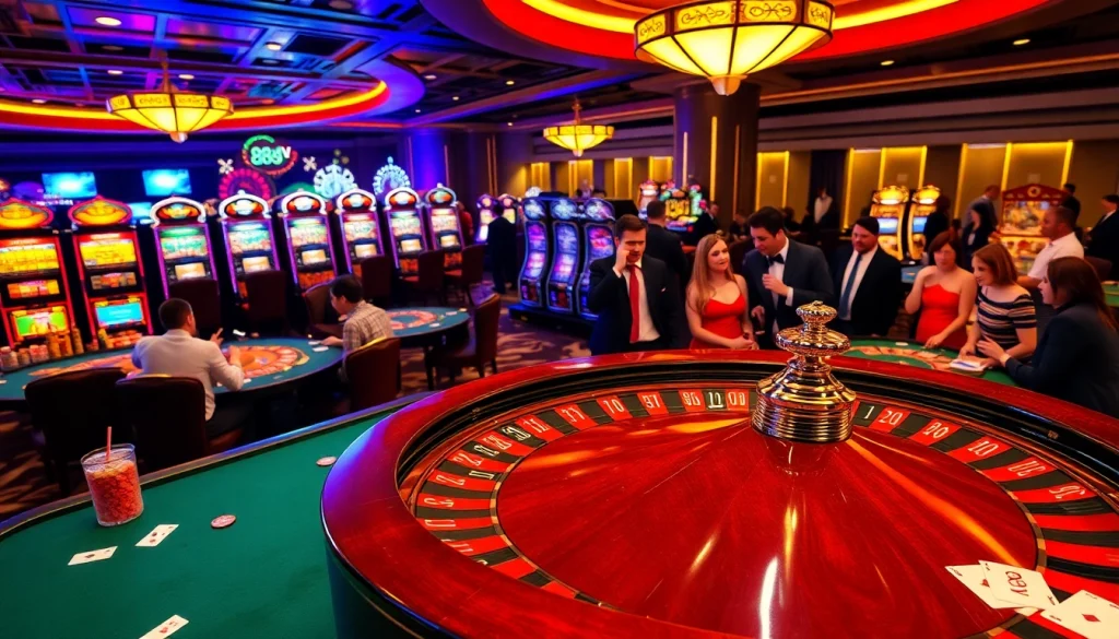 Experience the thrill of winning with 88vv at a vibrant casino table scene.