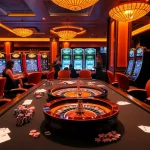 Players enjoying an exciting game at QQALFA's luxurious casino table with vibrant poker chips and cards.