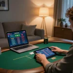open88 online poker gaming setup at home with tablet, betting strategies, and relaxed atmosphere.
