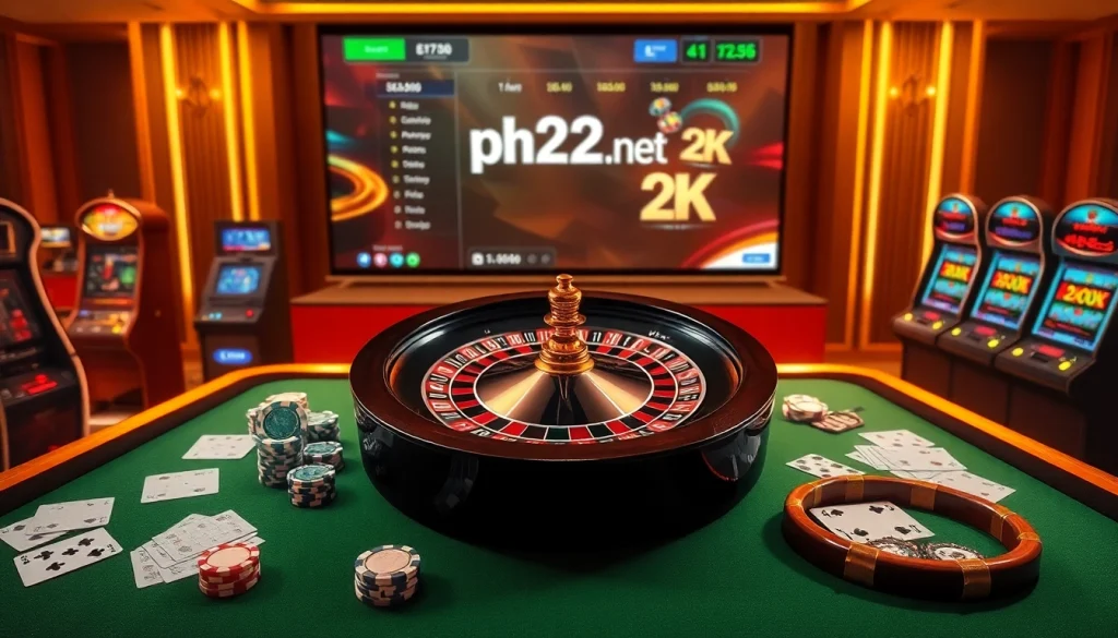 Experience thrilling gameplay at ph22.net.ph with a dynamic online casino scene featuring live tables and vibrant slots.
