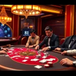 Players engaging in a thrilling poker game at MM88 casino with colorful chips and cards.