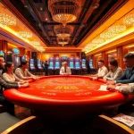 Players enjoying a thrilling moment at lv88 casino table with vibrant poker chips.
