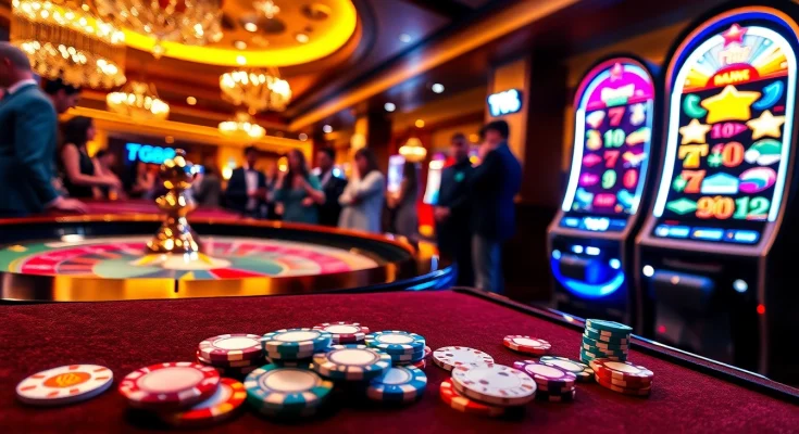 Experience the excitement of TG88 at a luxurious casino table with vibrant roulette and poker action.