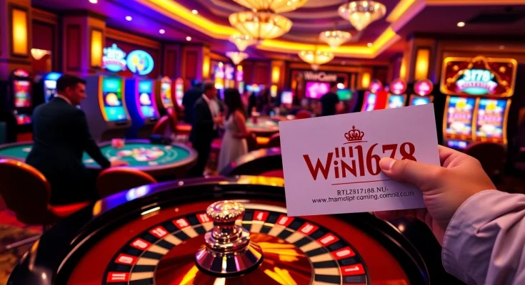 Experience thrilling gameplay at https://win678.us/ with vibrant casino scenes and engaging slot machines.