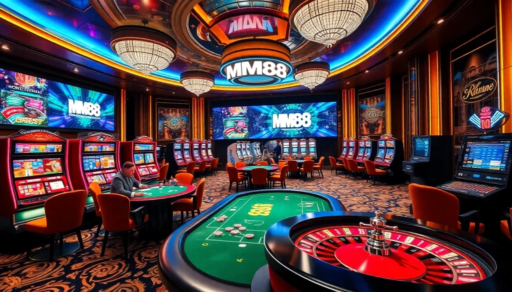 Engage in high-stakes poker at MM88 with vibrant casino ambiance and exciting gaming elements.