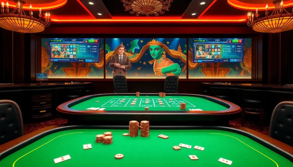 Xóc đĩa online table with virtual graphics and betting chips in an immersive online casino environment.