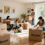 Family packing for a move with Cookson & Sons, a trusted Blackpool Removals Company.