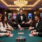 Strategic gameplay at an mb66 poker table with players engaging in high-stakes betting