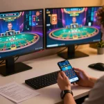 Engaged player enjoying ve88 blackjack online, showcasing vibrant gaming setup and responsible strategies.