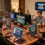 Engaged players enjoying online gaming on LC88, celebrating wins and incorporating strategy in their bets
