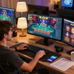 Engaged player immersed in online casino gaming with RED88 app on screen