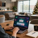 Engaging in a thrilling blackjack game on nk88, showcasing a stylish online gaming setup