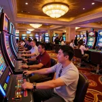 Players enjoying dynamic slot machines at TR88 casino with vibrant lights and engaging atmosphere.