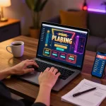Engaging online gambling experience on nk88 with immersive gaming setup.