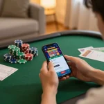 Engaging gaming moment on 68gamebaivn app during cozy home session.
