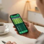 Engaged user placing a bet on cakhiatv through mobile app, immersed in live football betting