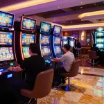 Paginating through vibrant slot machines at trang chủ 5679, players enjoying spins and wins