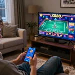 Experience the excitement of betting with XO88 through a mobile app in a cozy home environment.