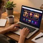 Engaged player experiencing HI88 online casino games on a cozy gaming setup.