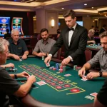 Players placing bets at 789Club casino tables, showcasing excitement and engagement