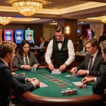 Players at a blackjack table enjoying their time at mb66 casino, engaging in strategic betting.