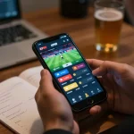 Betting on sports through KP88 app, showcasing a live wager and strategic notes for gamblers.