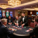 Engage in thrilling blackjack at 58win's luxurious casino, showcasing excitement and strategy in action.
