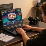 Player engaging in live casino games on 9bets platform, showcasing strategic gameplay.