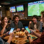 Socolive mobile betting excitement as users engage in live sports action during a match