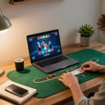 luck8 online gaming session depicted with a player engaged in live dealer blackjack, showcasing a dynamic and welcoming environment.