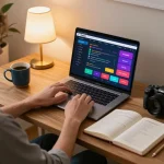 Person engaging in live betting on dagago at home, showcasing comfortable online gambling setup