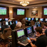 Engaging in soi keo nha cai with dynamic sports bettors at an upscale casino betting area