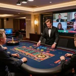 Players making strategic bets at GK88's live online casino, featuring a professional dealer and vibrant roulette table.