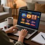 Engaging in strategic gameplay at sky88 online casino, showcasing a sophisticated home gaming setup