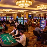 Players enjoying casino games at TR88's vibrant casino floor with colorful slot machines and professional dealers.