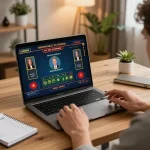 Engaging online gaming experience at Luckywin with strategic betting on a laptop