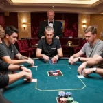 79KING players strategizing during a thrilling poker game at a luxury casino table