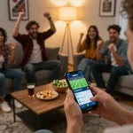 Watch live football matches and place bets using vebotv app in an exciting home sports betting setup
