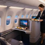 In-flight experience on the luxurious 789P with premium seating and gourmet meal service.