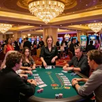 Players engaged at sin88it blackjack tables showcasing excitement and strategy during gameplay.