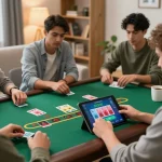 Kaya88 player engaging in strategic online blackjack gameplay on tablet.