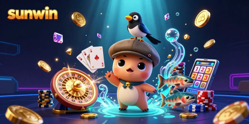 Win big with sunwin as baby Nessie and friends explore a vibrant casino underwater.