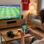 Engaging football betting scene with live match displayed, showcasing dynamic action and real-time ผลบอล trends.