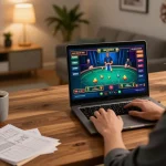 Engaging online gaming experience with XX88 platform featuring laptop setup and cozy atmosphere.