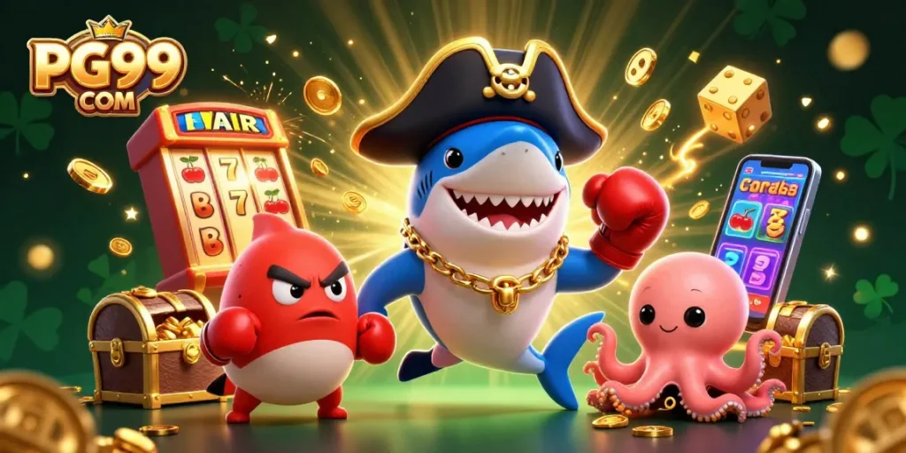 Engage in exciting gameplay with PG99 COM featuring a vibrant casino scene with dynamic characters.