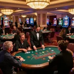 Players at HITCLUB blackjack tables engaged in exciting gameplay, capturing the thrill of casino life.